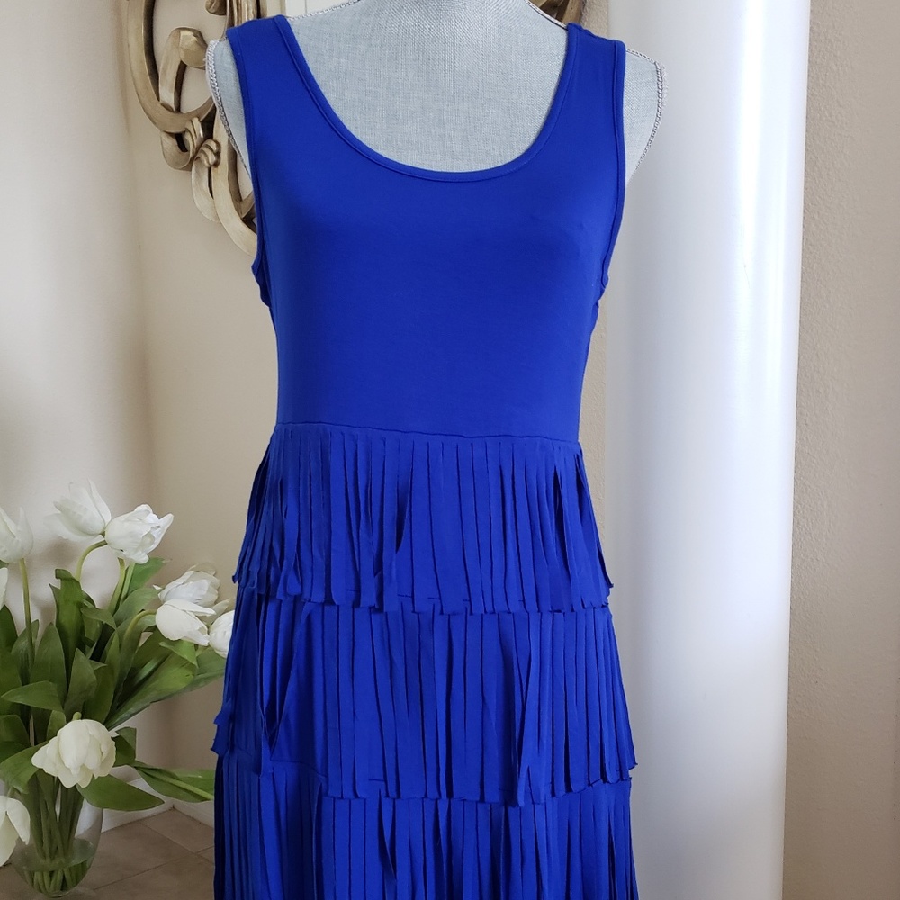 Spense - Royal blue fringe dress